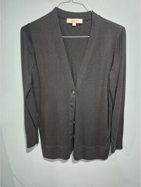LOFT Black Button-Up Cardigan Sweater Large